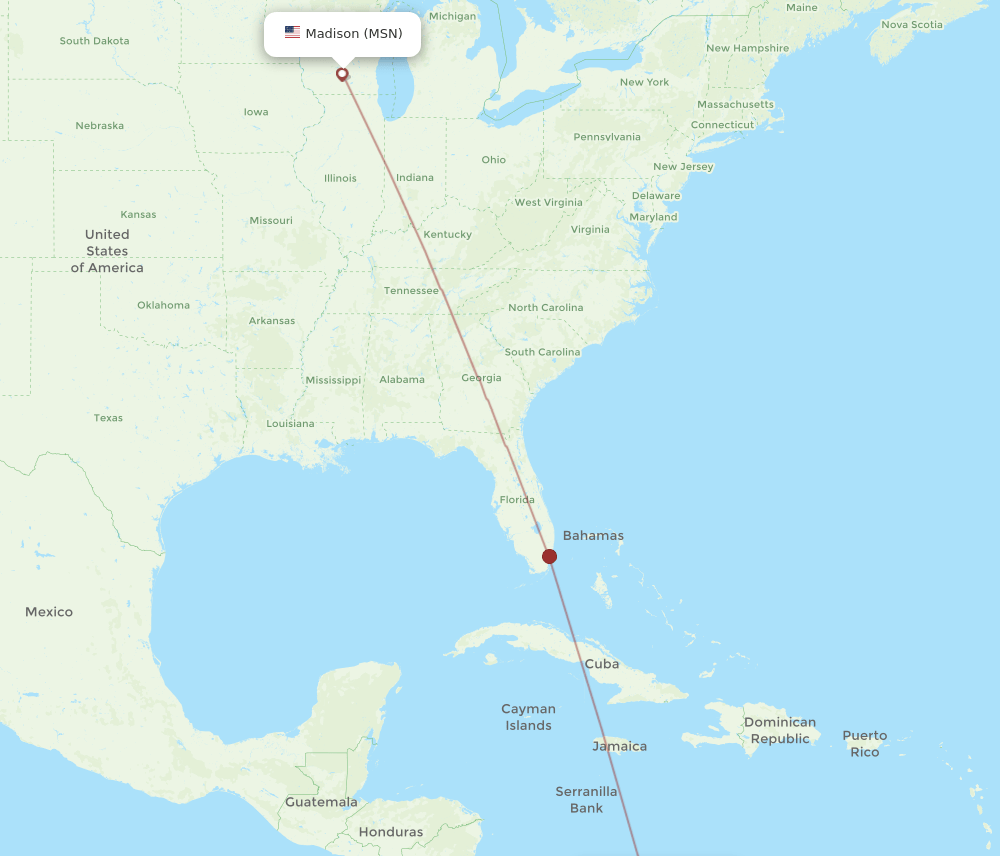 MSN-CTG flight routes