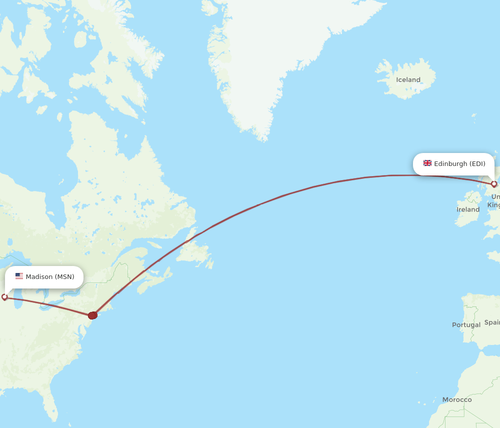 MSN to EDI flights and routes map