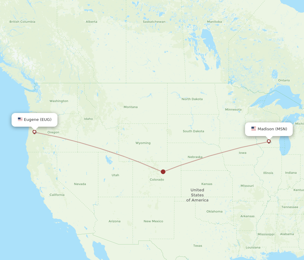 MSN-EUG flight routes