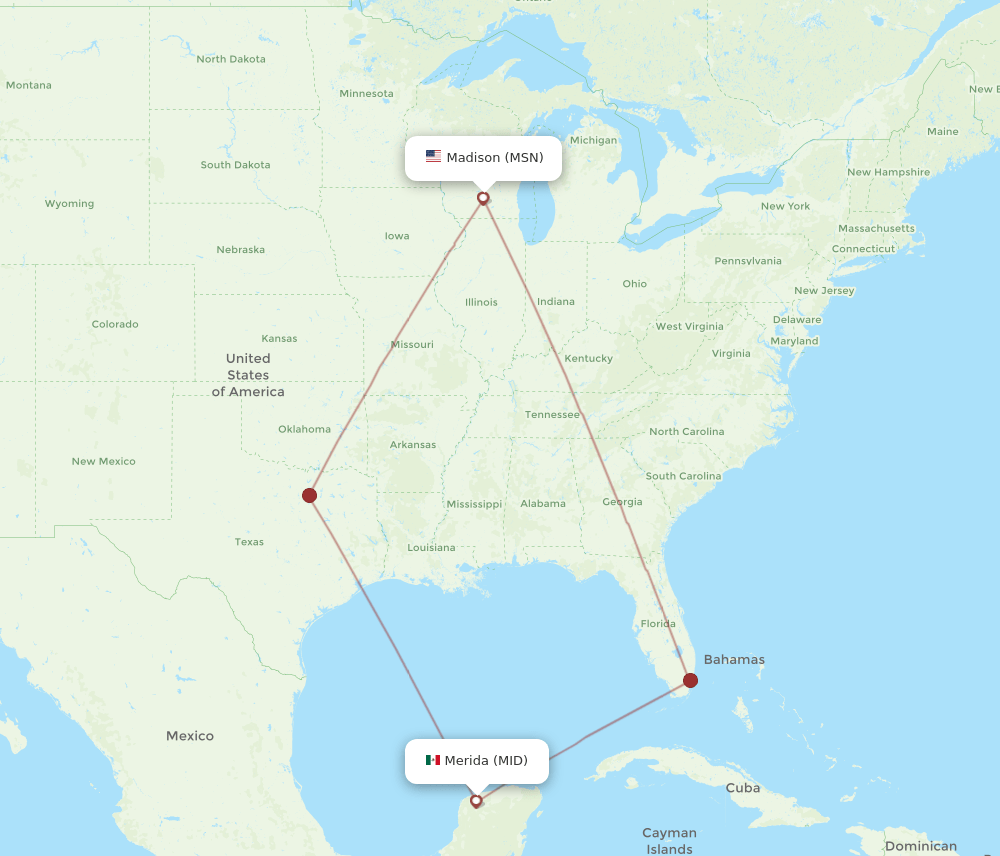 MSN-MID flight routes
