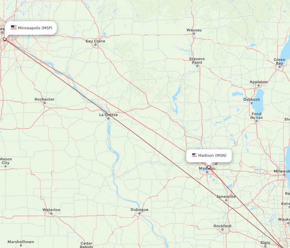 MSN-MSP flight routes