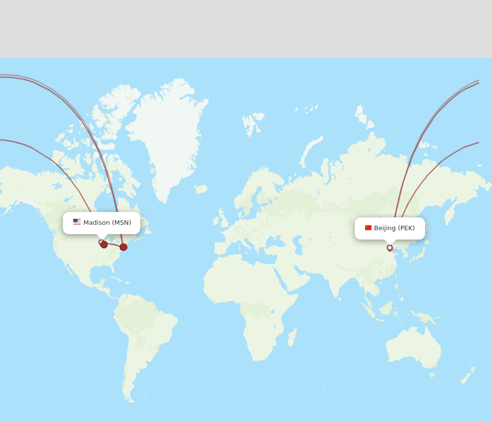 MSN-PEK flight routes