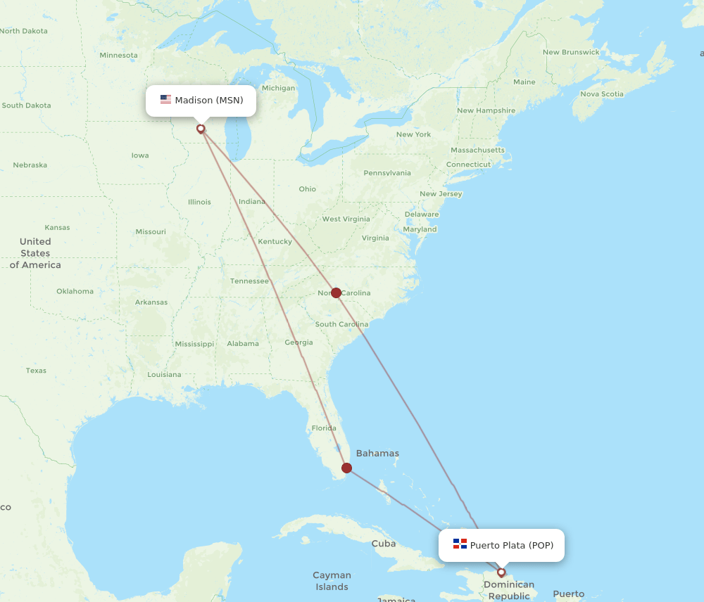 MSN-POP flight routes