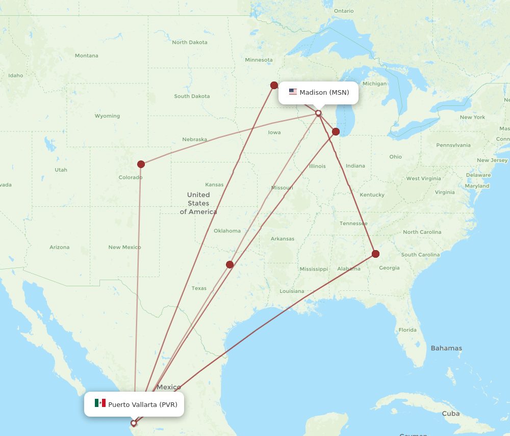 MSN-PVR flight routes