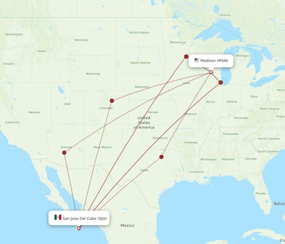 MSN-SJD flight routes