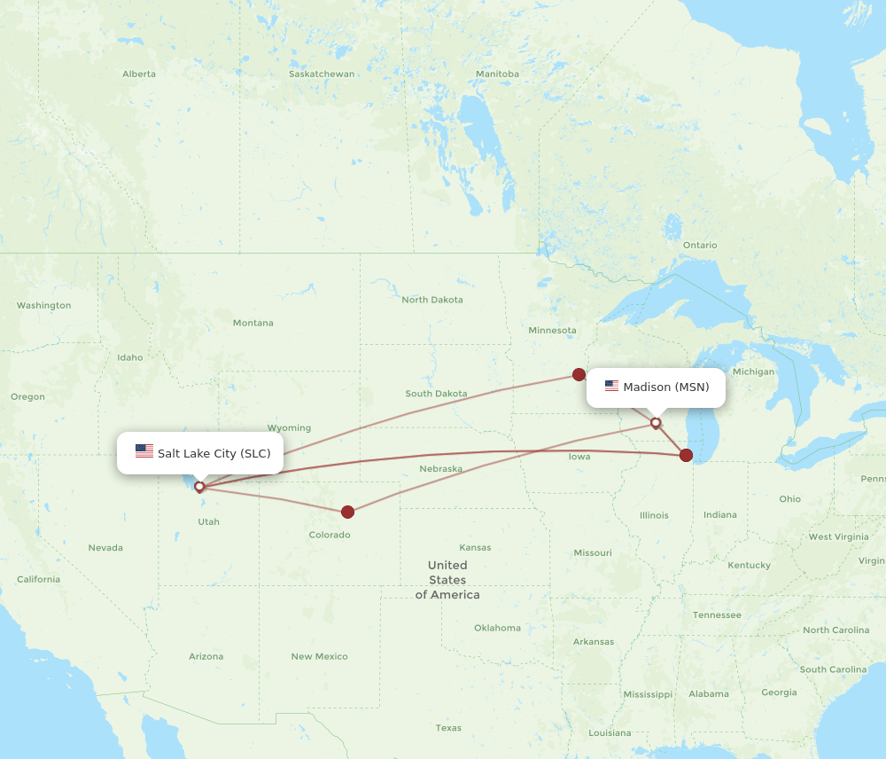 MSN-SLC flight routes