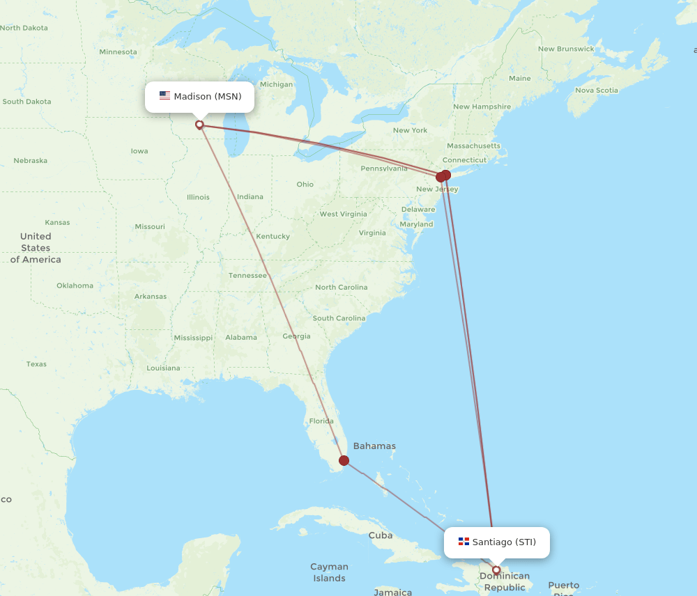 MSN-STI flight routes