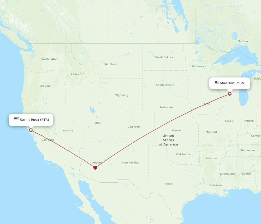 MSN to STS flights and routes map