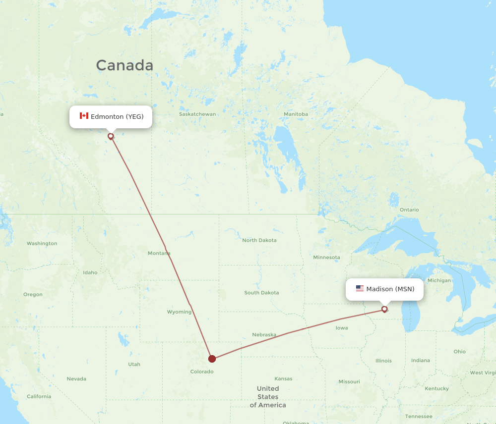 MSN-YEG flight routes