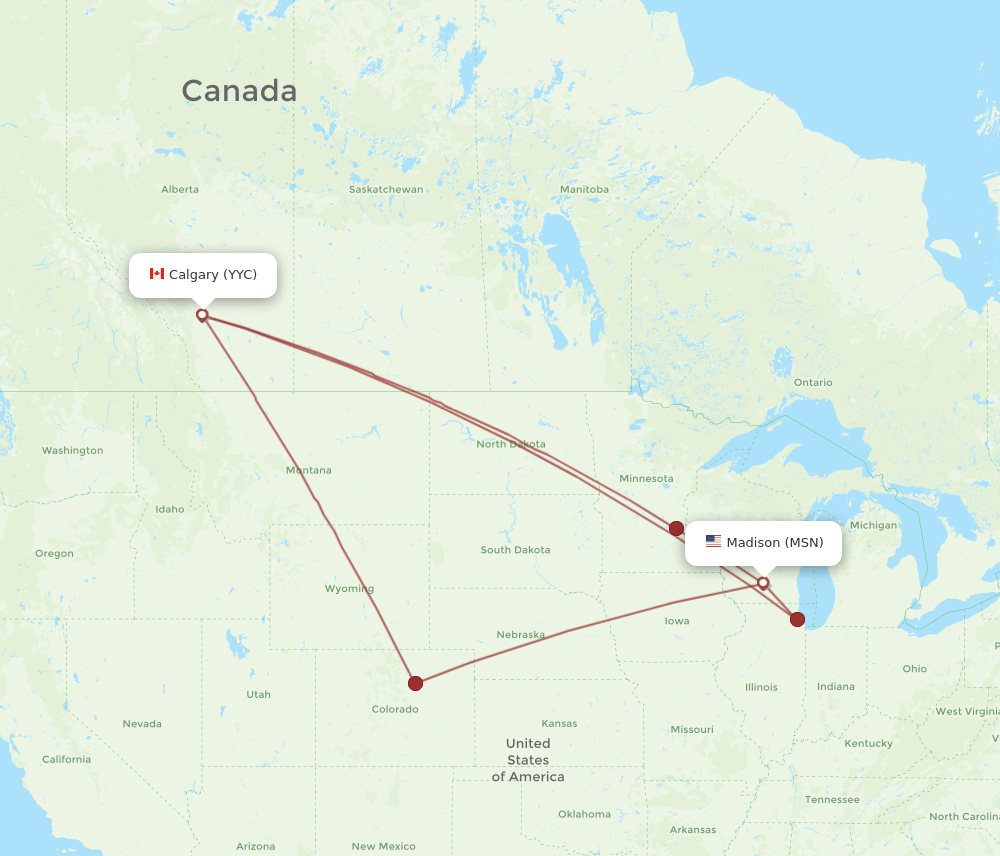 MSN-YYC flight routes