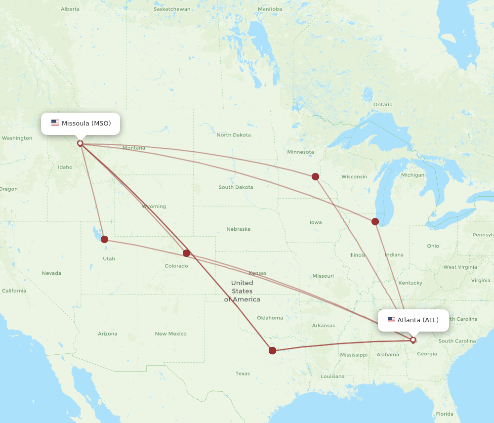 MSO-ATL flight routes