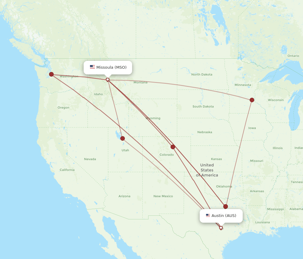 MSO-AUS flight routes