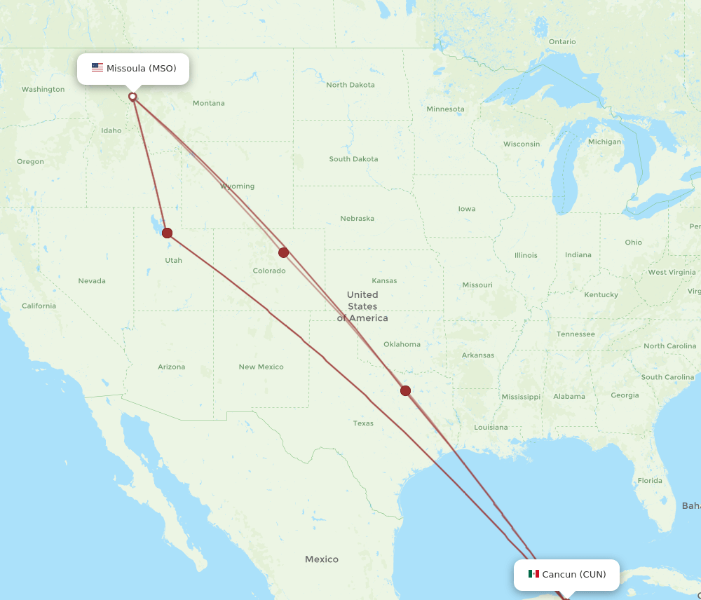 MSO-CUN flight routes
