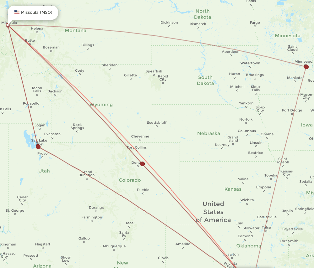 MSO-DFW flight routes