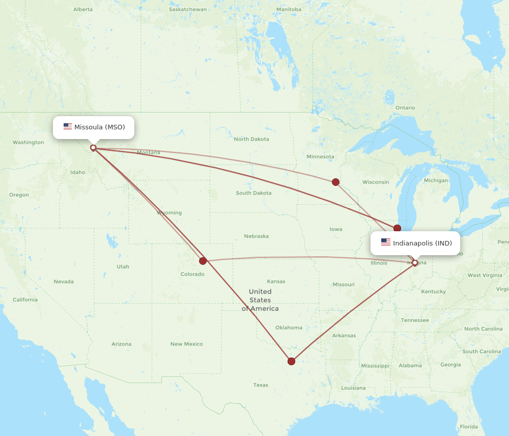 MSO-IND flight routes