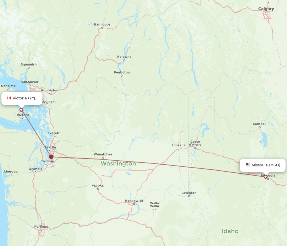 MSO-YYJ flight routes