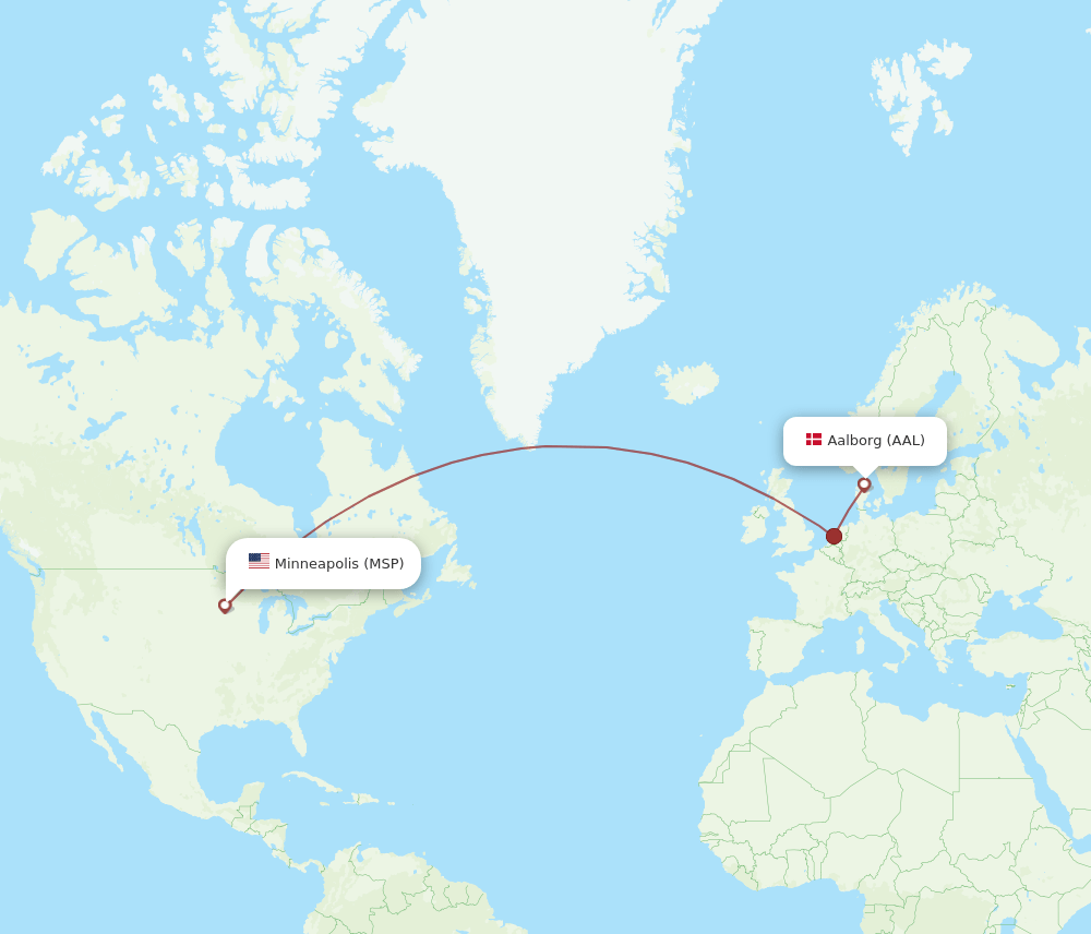 MSP-AAL flight routes