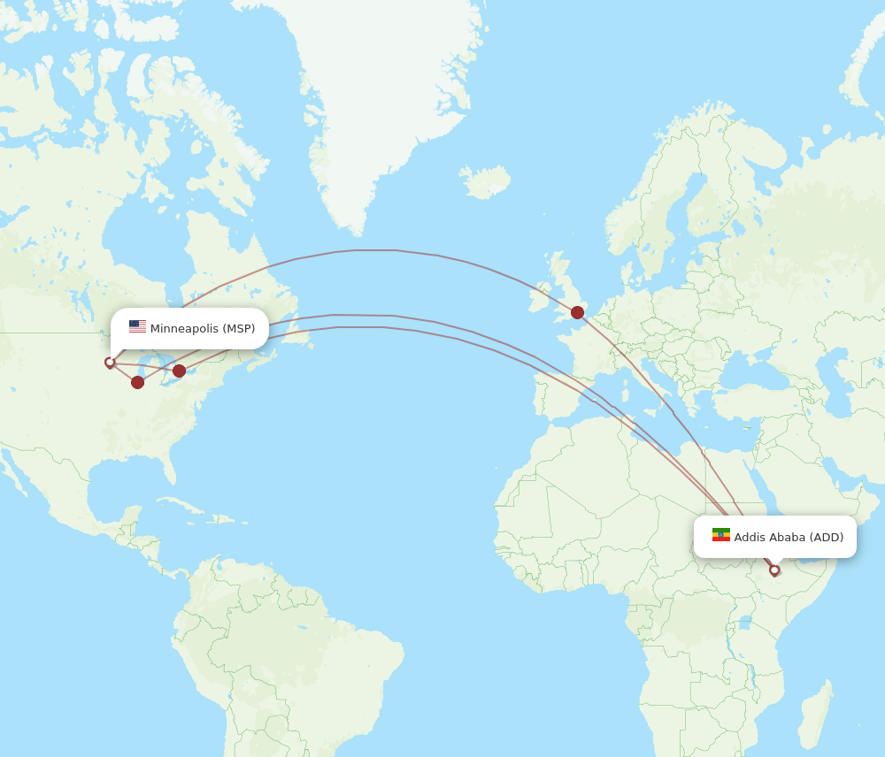 MSP-ADD flight routes