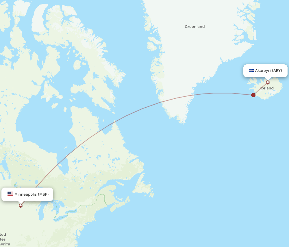 MSP-AEY flight routes