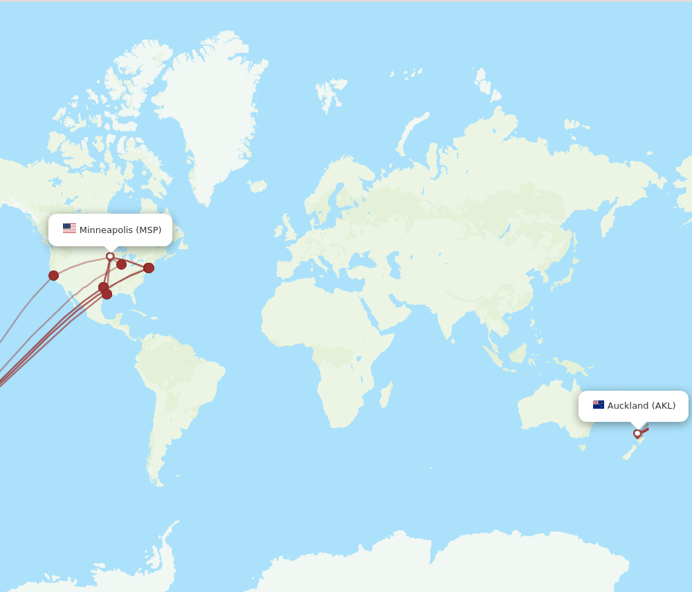MSP-AKL flight routes
