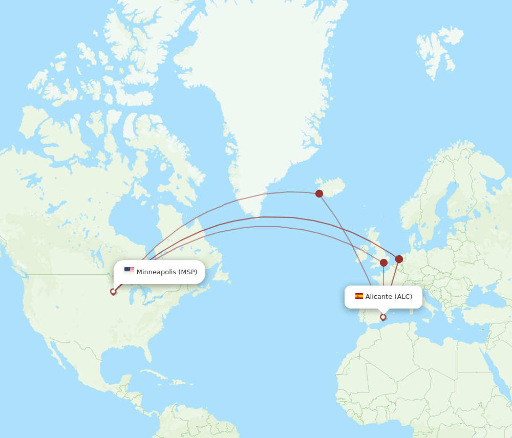 MSP-ALC flight routes