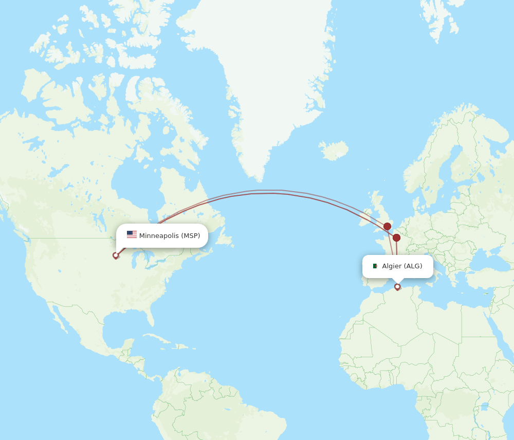 MSP-ALG flight routes