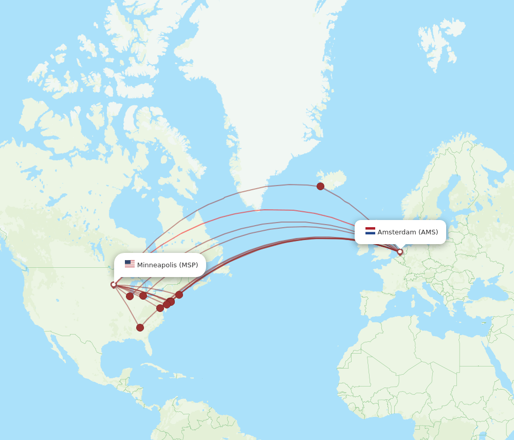 MSP-AMS flight routes