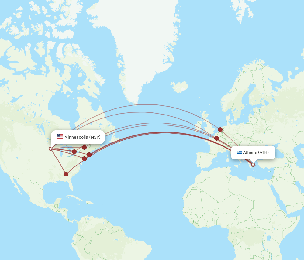 MSP-ATH flight routes