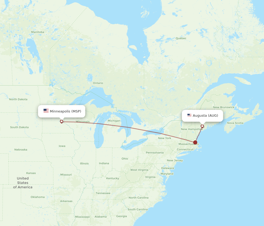 MSP-AUG flight routes
