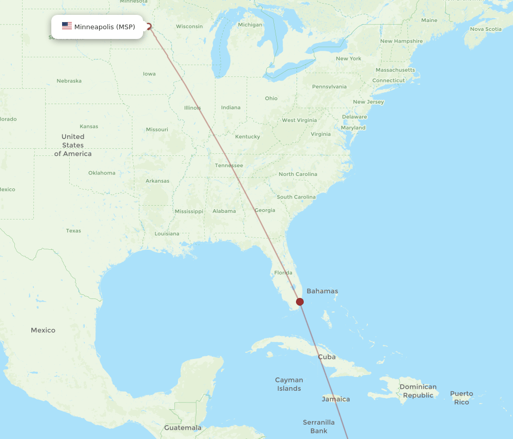 MSP-BAQ flight routes