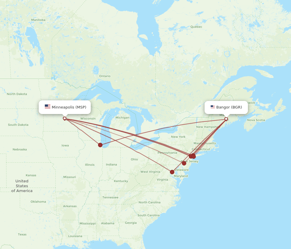 MSP-BGR flight routes