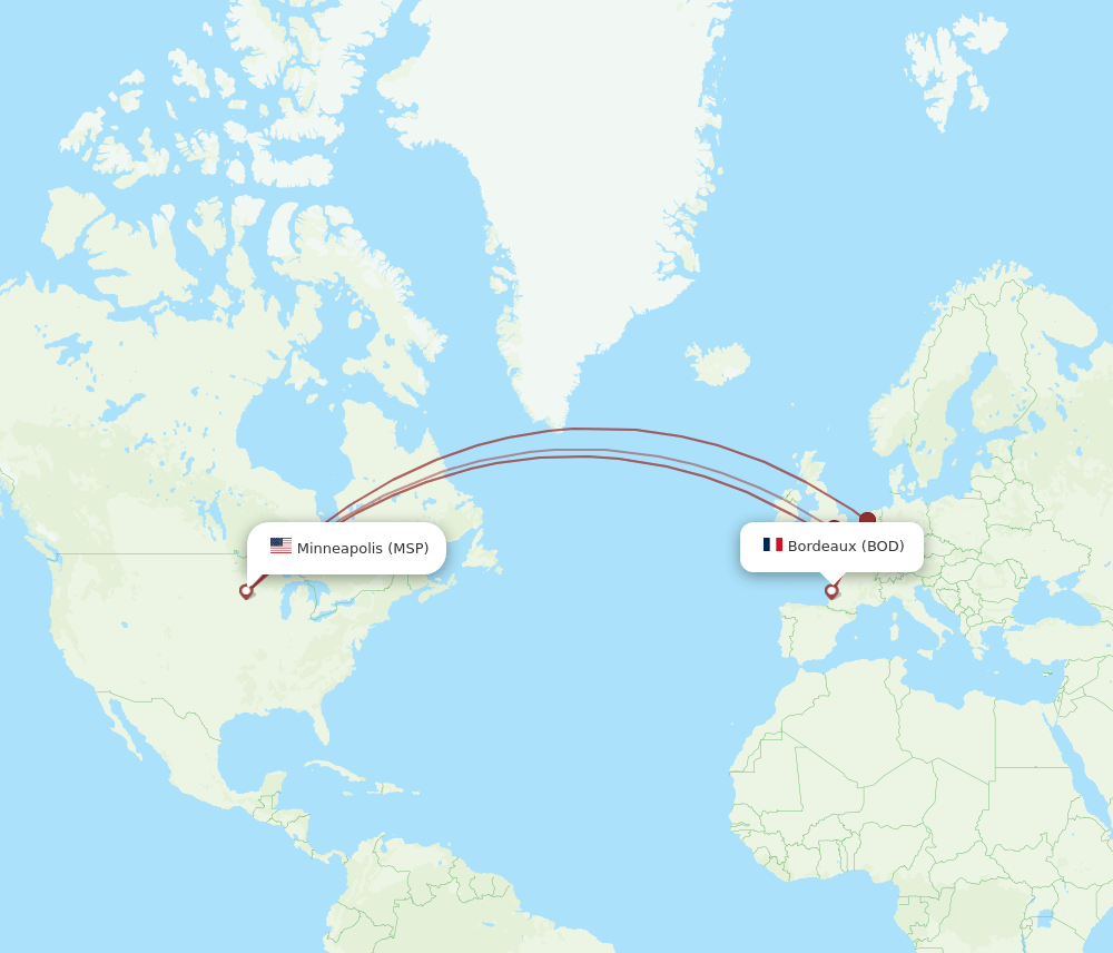 MSP-BOD flight routes