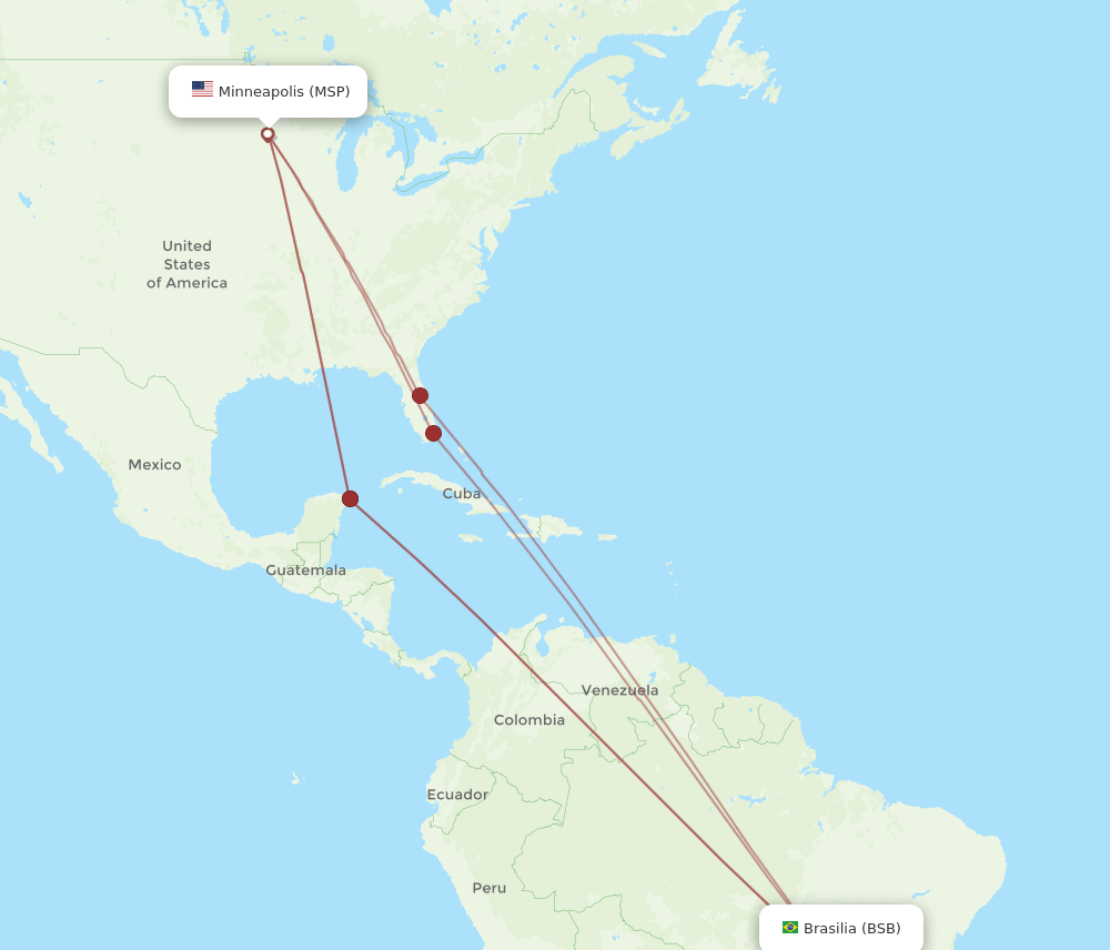 MSP-BSB flight routes