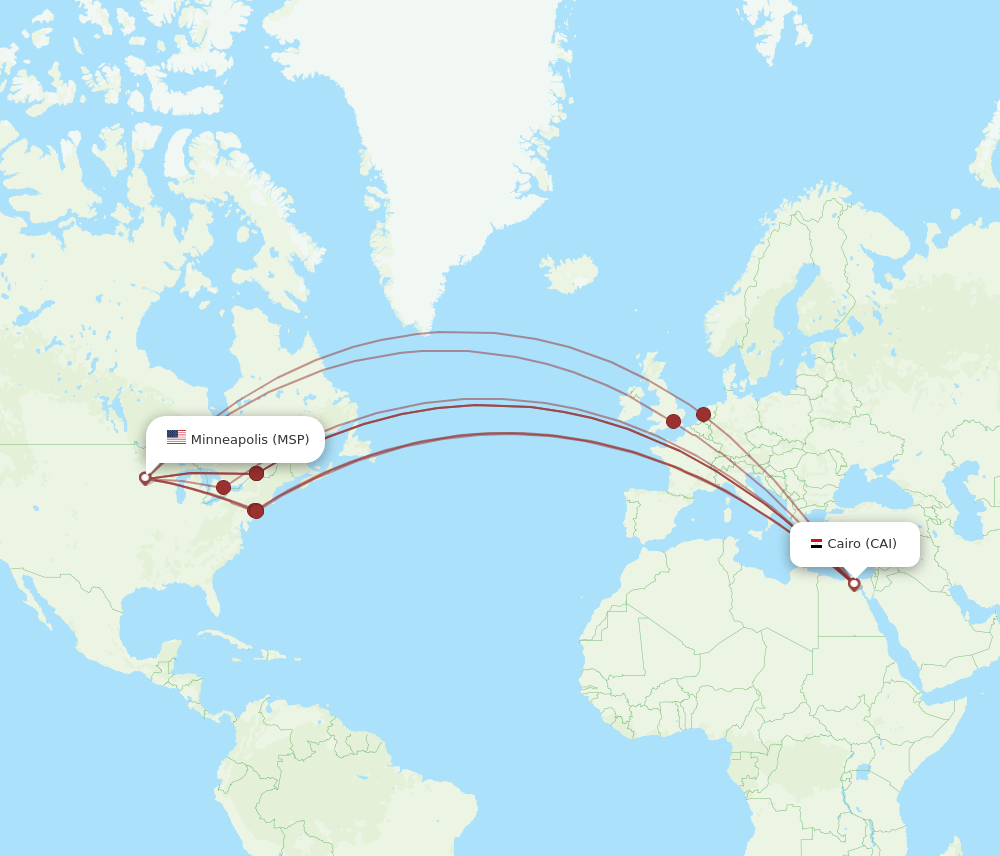 MSP to CAI flights and routes map