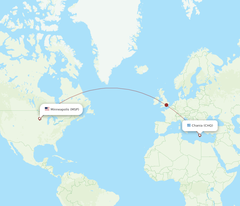 MSP-CHQ flight routes