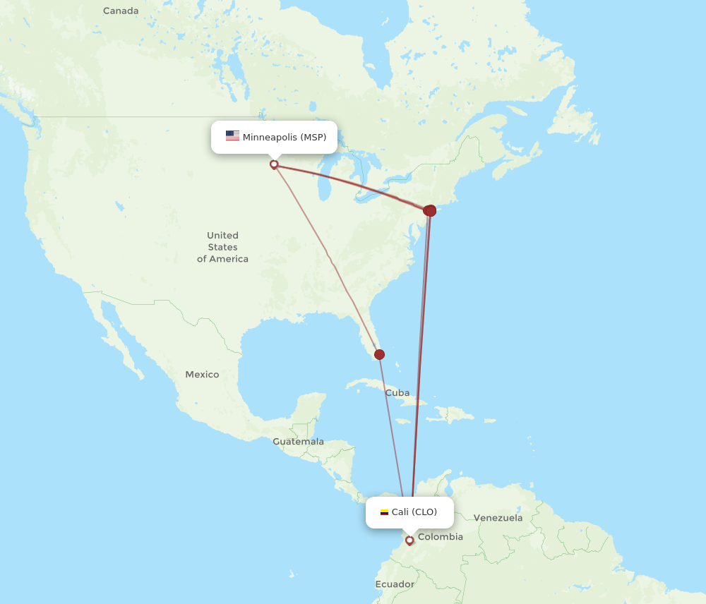MSP-CLO flight routes