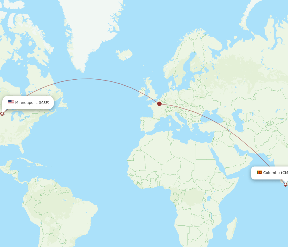MSP to CMB flights and routes map
