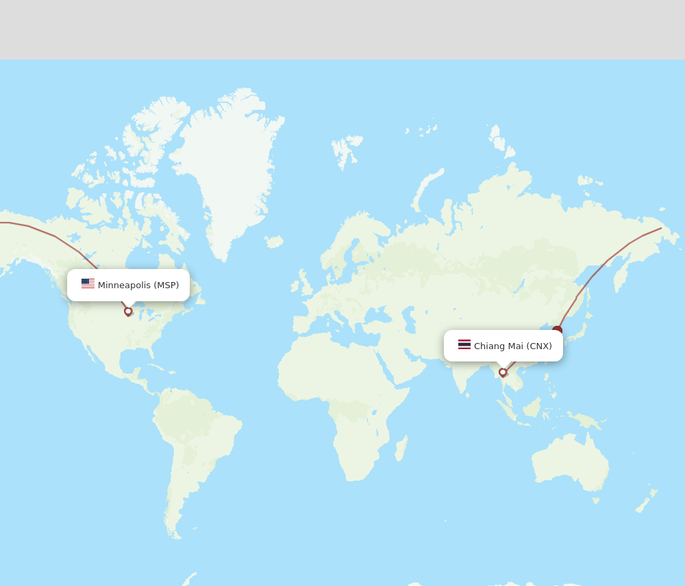 MSP to CNX flights and routes map