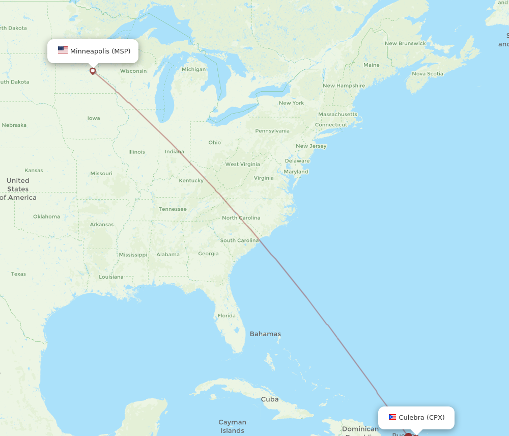 MSP to CPX flights and routes map