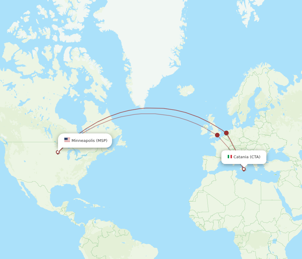 MSP-CTA flight routes