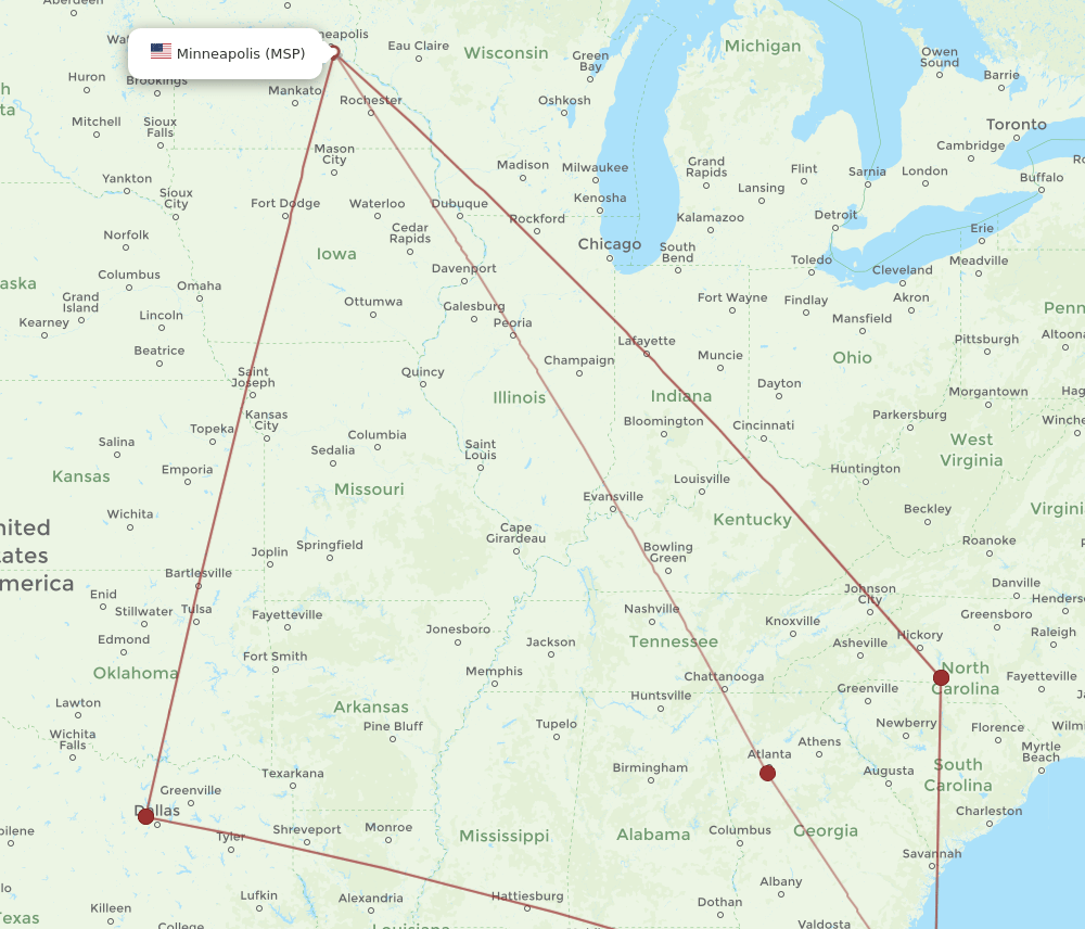 MSP to DAB flights and routes map