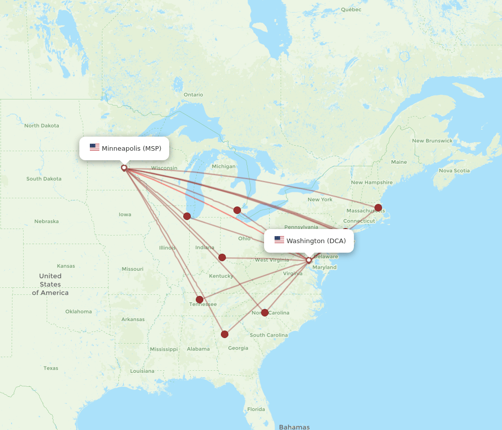 MSP-DCA flight routes