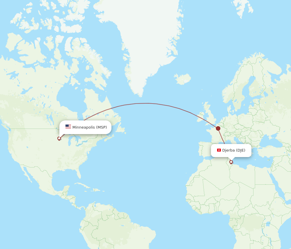MSP-DJE flight routes