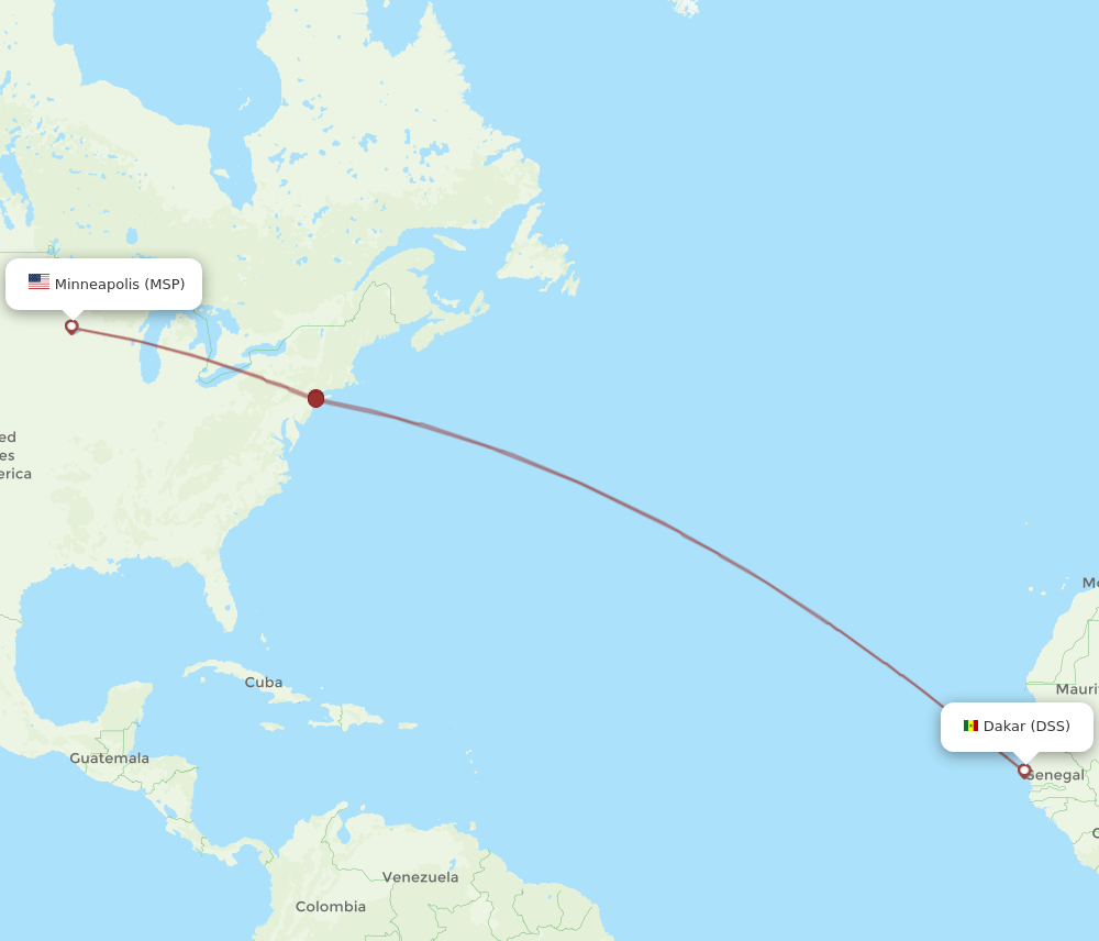 MSP to DSS flights and routes map