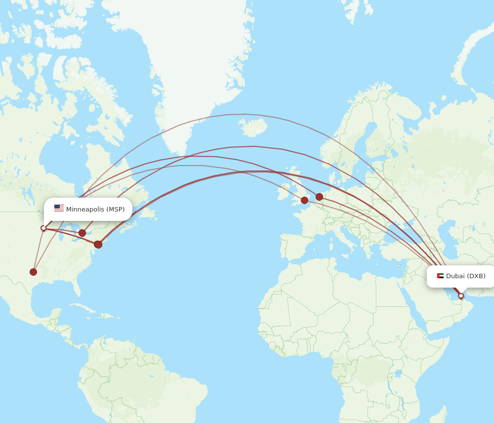 MSP-DXB flight routes