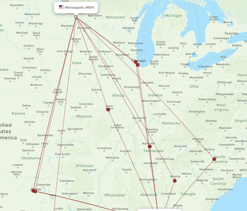 MSP-ECP flight routes