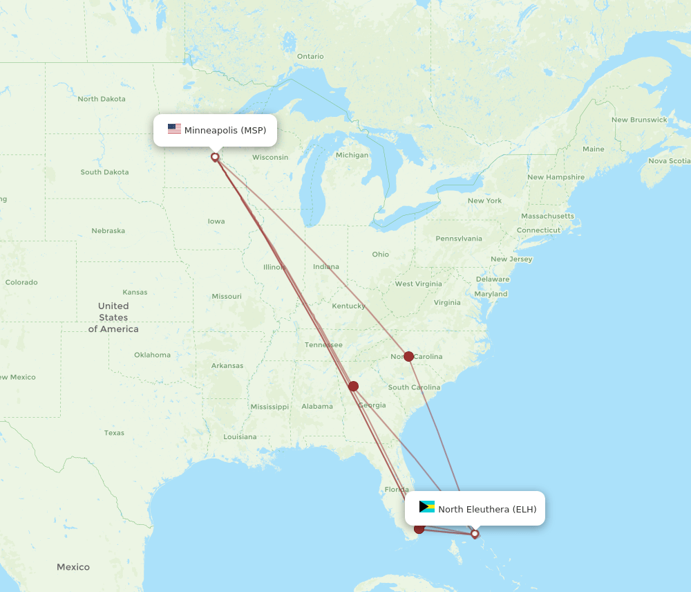 MSP-ELH flight routes