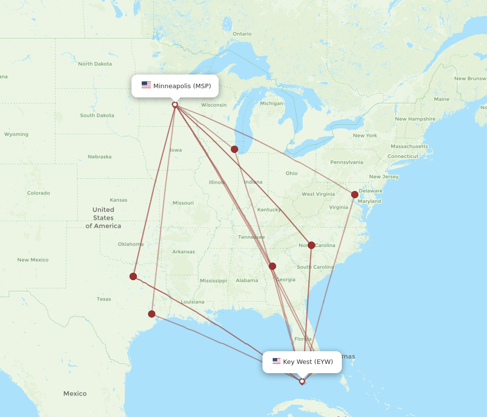 MSP-EYW flight routes