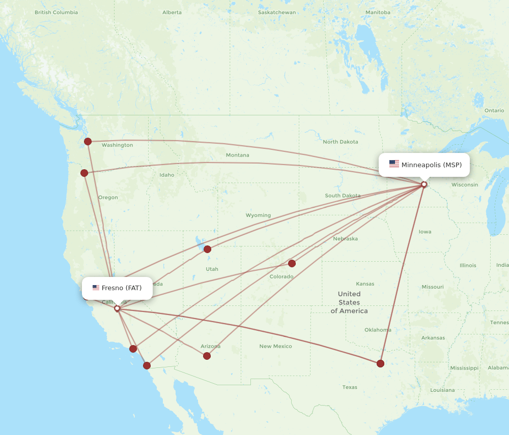 MSP-FAT flight routes
