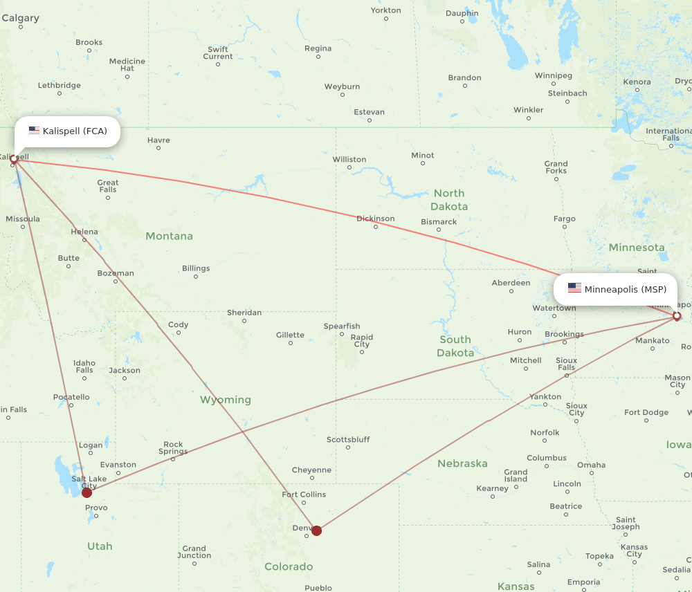 MSP-FCA flight routes